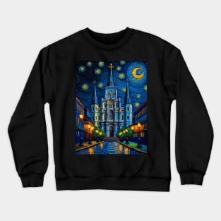 St. Louis Cathedral in starry night Crewneck Sweatshirt